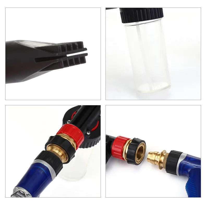 Multifunctional foam car wash water gun with copper nozzle and adjustable spray for household car washing