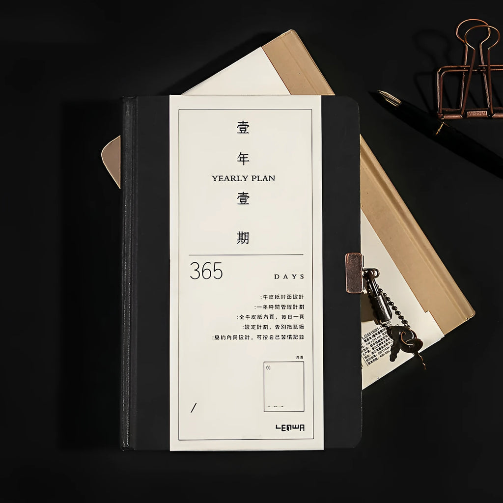 Hardcover A5 locked diary with Daolin paper pages and lock, beige camel cover