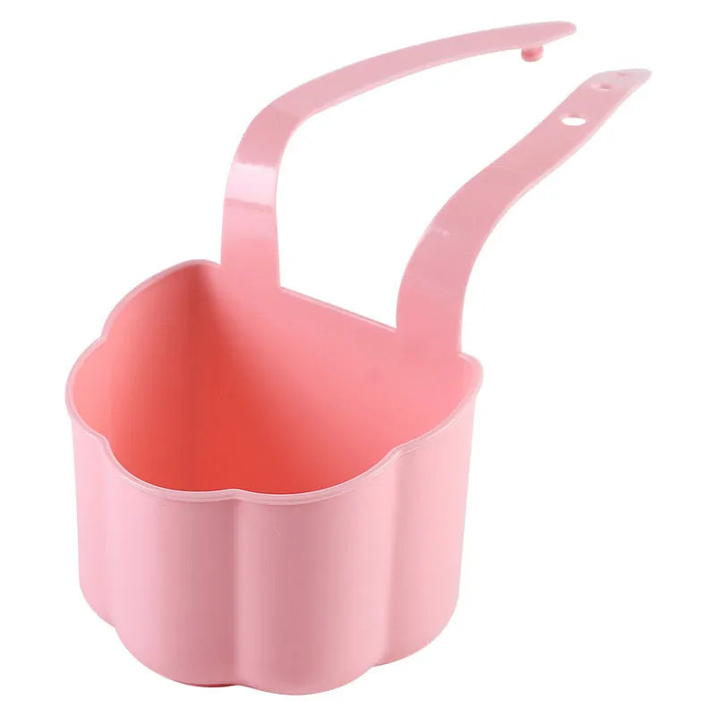 Plastic sink drain basket in dark blue colour showing 20cm length and 10cm width dimensions