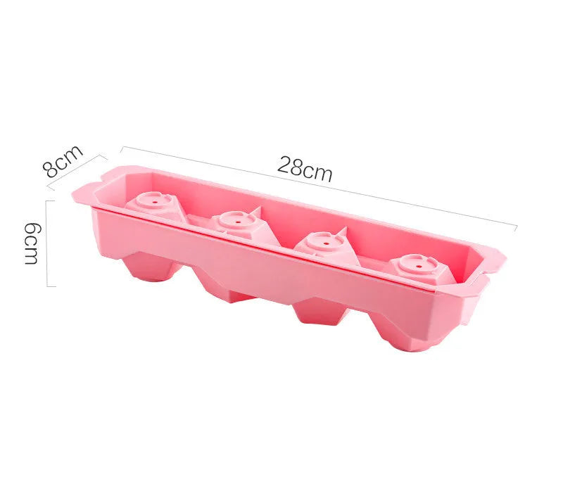 Silicone ice tray showing ice hockey artifact, round and pentagon mould designs in various colour options