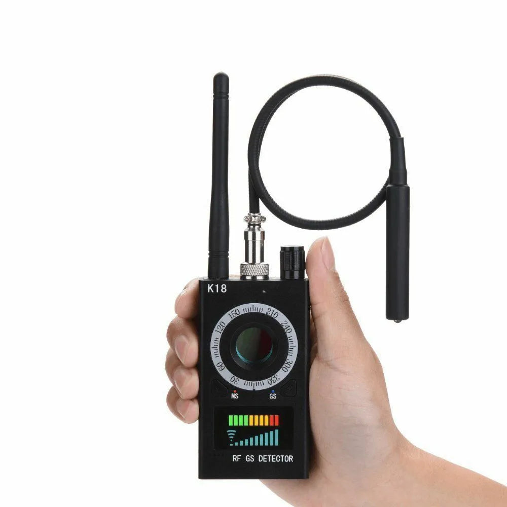 Black ABS and metal wireless signal detector with frequency range 1-8000MHz