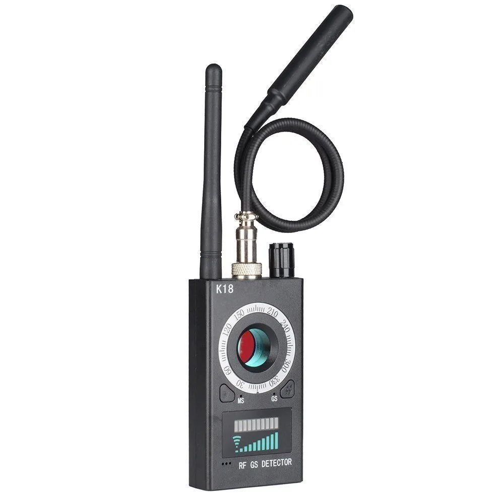 Black ABS and metal wireless signal detector with frequency range 1-8000MHz