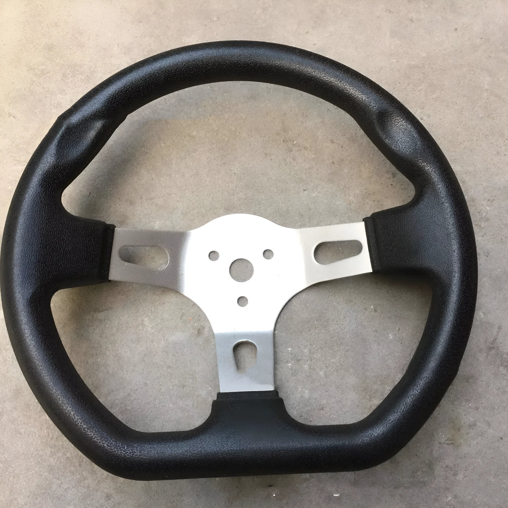 SL 27 cm black steering wheel for four-wheel karting, shown as a kart steering component