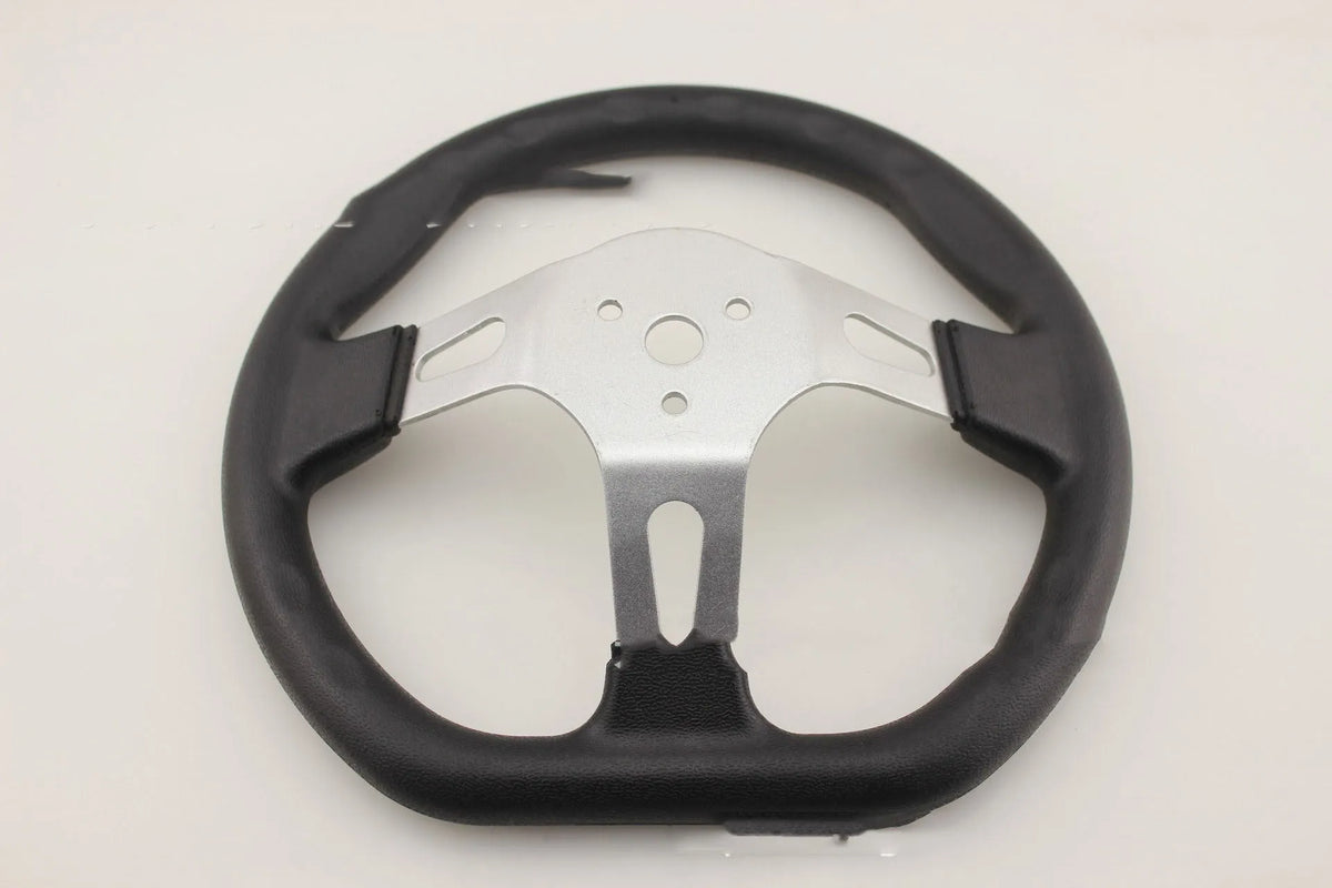 SL 27 cm black steering wheel for four-wheel karting, shown as a kart steering component