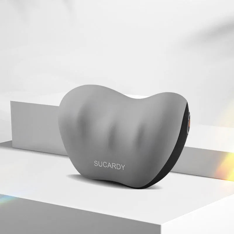Memory foam lumbar support pillow and headrest car cushion in black colour on a car seat