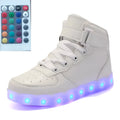 High-top LED luminous shoes with remote control square ghost dance lights in black colour