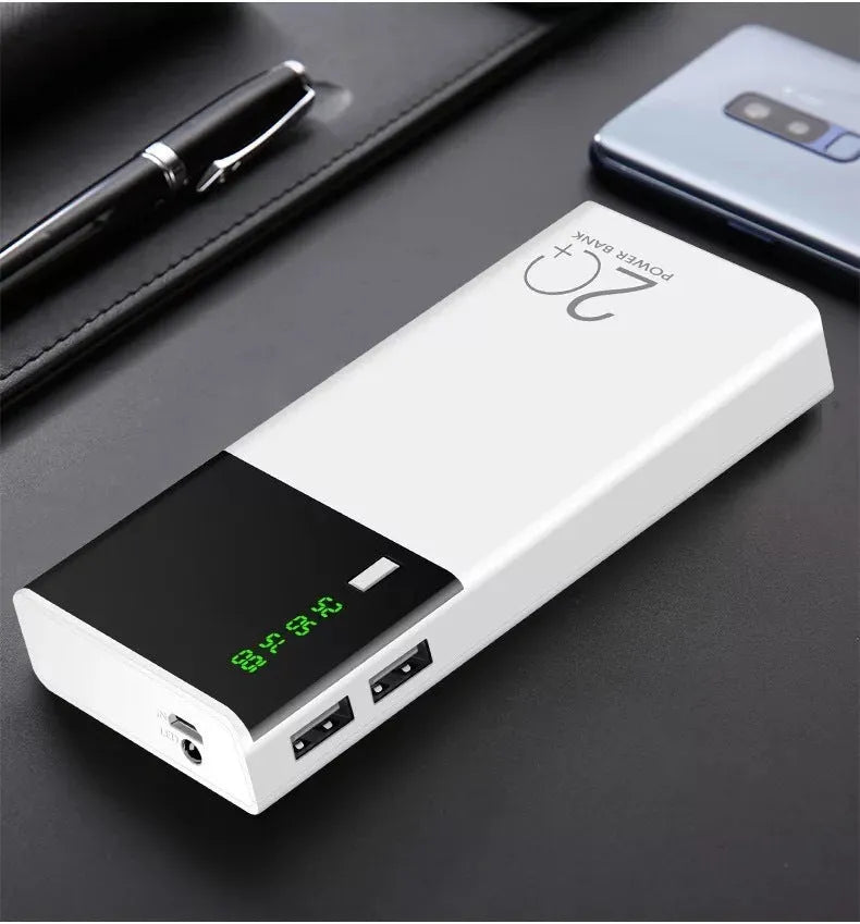 Black 20000mAh power bank portable charger with charging cable