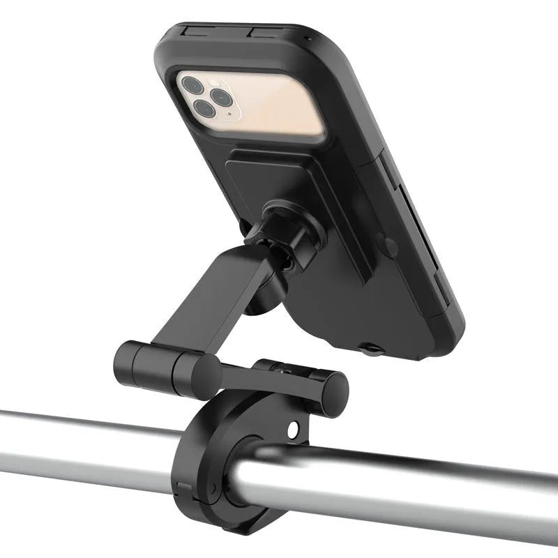 Waterproof bicycle and motorcycle phone holder, universal L size for 4 to 6.7 inch phones, black
