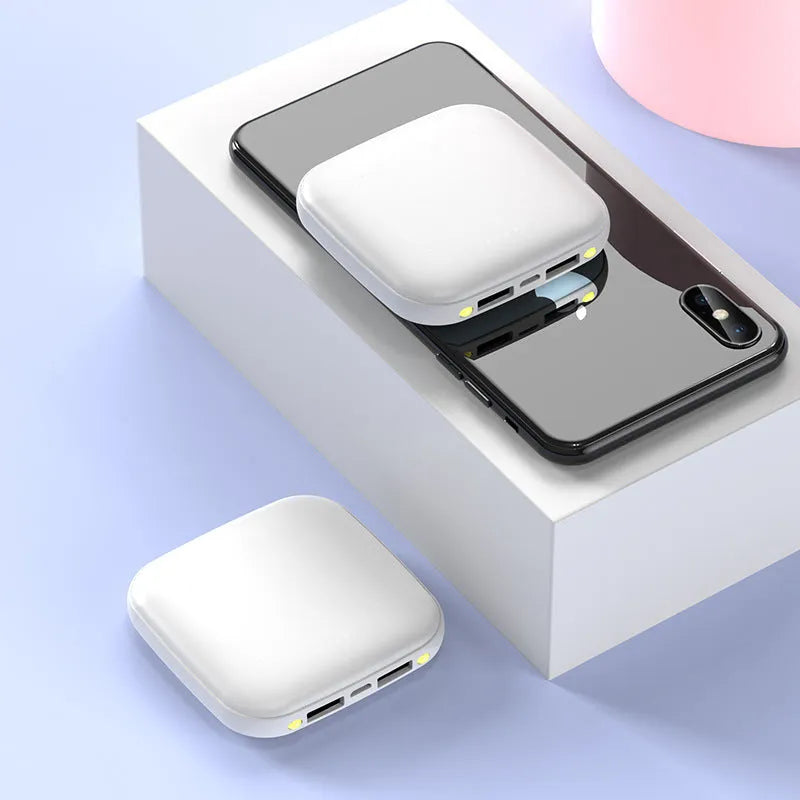 Mini 20000mAh power bank with LED flashlight in compact plastic case