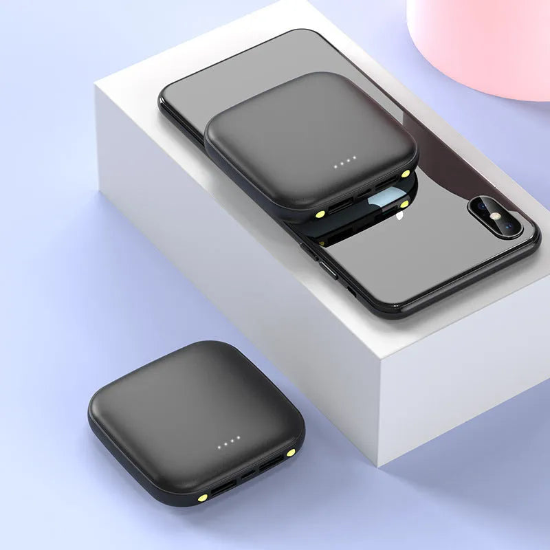 Mini 20000mAh power bank with LED flashlight in compact plastic case