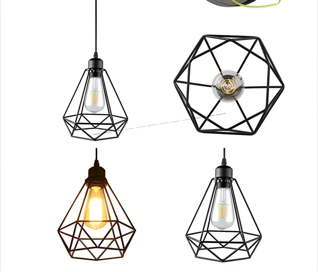 Black Nordic retro hanging iron chandelier with compact design for living room ceiling.