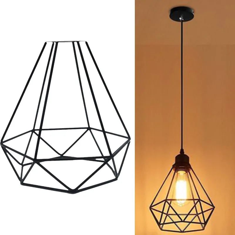 Black Nordic retro hanging iron chandelier with compact design for living room ceiling.