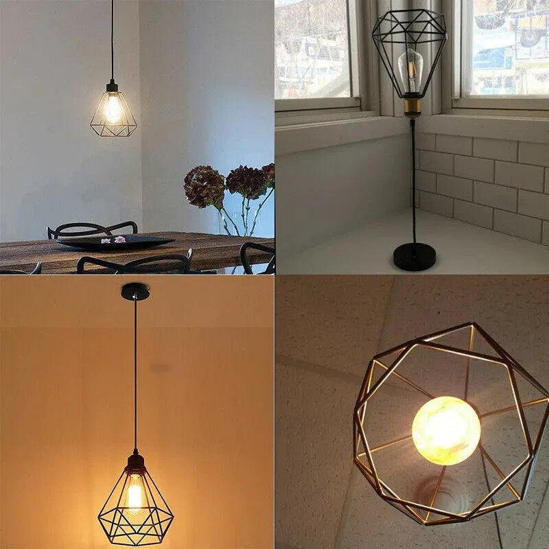 Black Nordic retro hanging iron chandelier with compact design for living room ceiling.