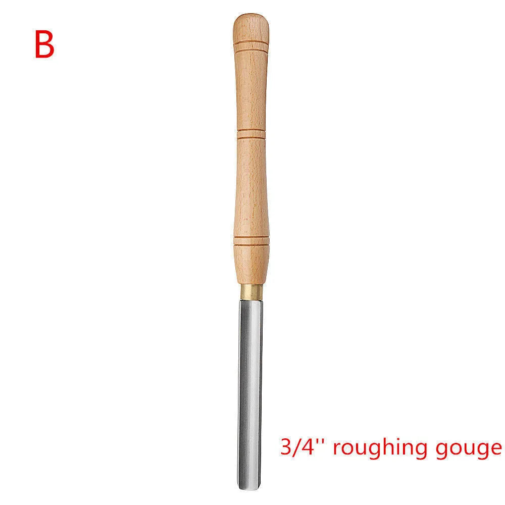 High-end 8-piece woodturning chisel set in a wooden storage box with individual slots for each tool.