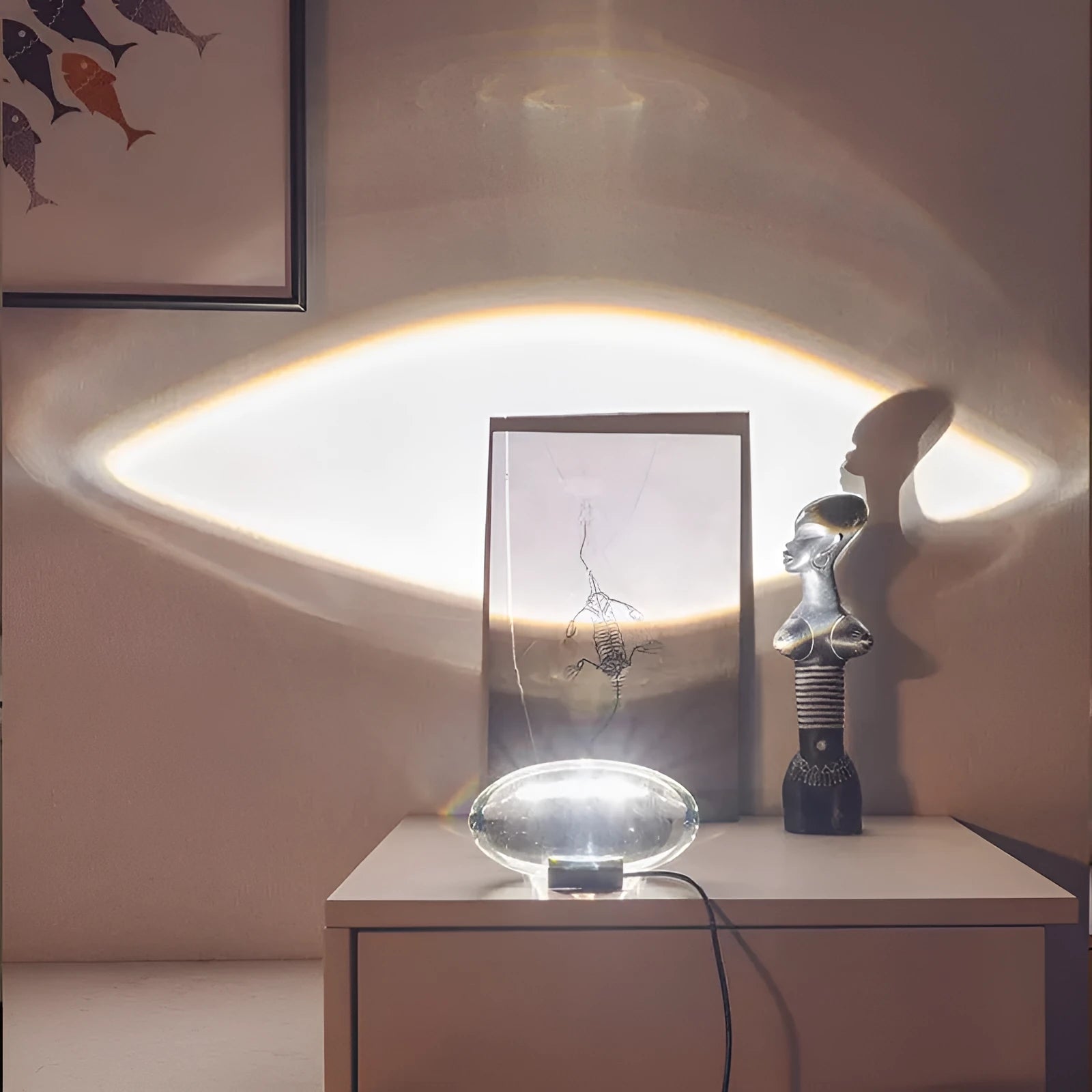 Projection lamp with crystal shade, warm LED light, 160x90mm, modern simple design for room decoration