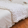 Handmade coarse yarn knitted chenille blanket in polyester cotton, 2.5cm thick, five colours, four sizes