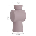 Nordic Morandi style hammer ceramic vase in beige, brown, or purple, 18cm tall.