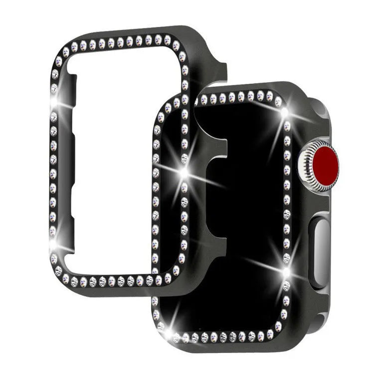 Aluminium alloy diamond frame protective case for Apple Watch in silver colour