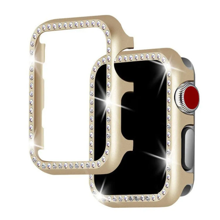 Aluminium alloy diamond frame protective case for Apple Watch in silver colour