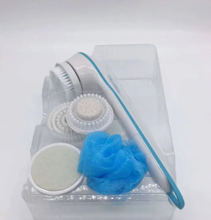 Rechargeable electric spin spa bath brush with soft bristles in a colour box