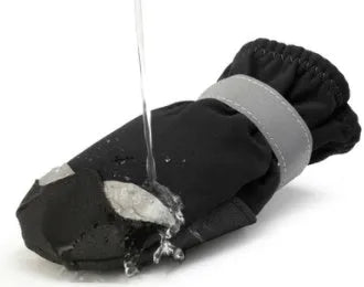 Winter dog shoes reflective waterproof pet boots with fleece lining in black, orange, and red