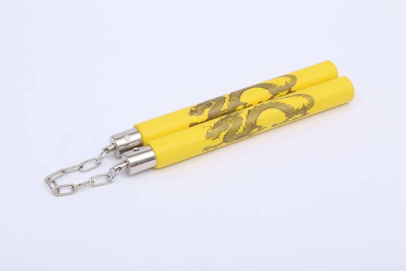 Red sponge foam nunchakus with two 28 cm sticks connected by 16 cm chain for martial arts training