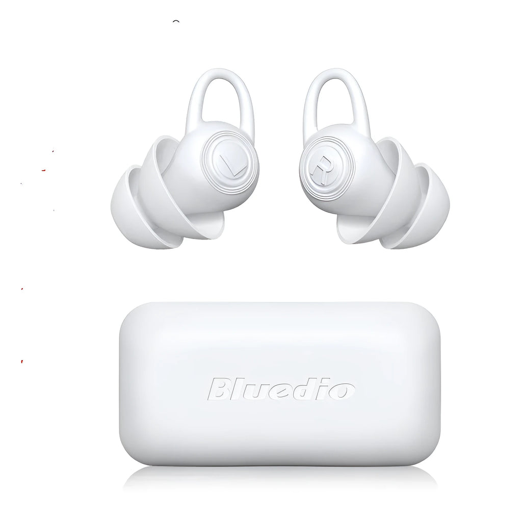 White silicone ear plugs for noise reduction with universal all-size fit