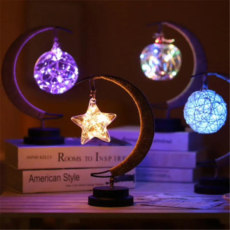 Warm white dimmable LED modelling light in apple shape with 10 beads on a wooden table