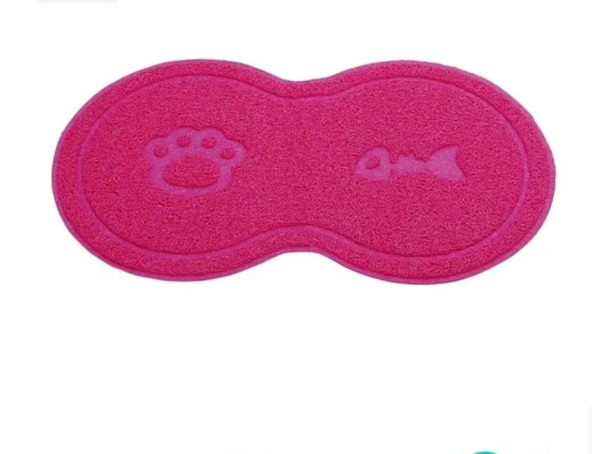 Plastic cat litter pad in rose red colour, size 45.5x25.5cm, placed under a cat litter tray