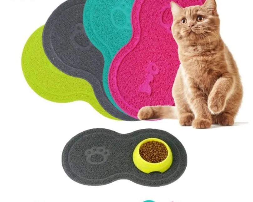 Plastic cat litter pad in rose red colour, size 45.5x25.5cm, placed under a cat litter tray