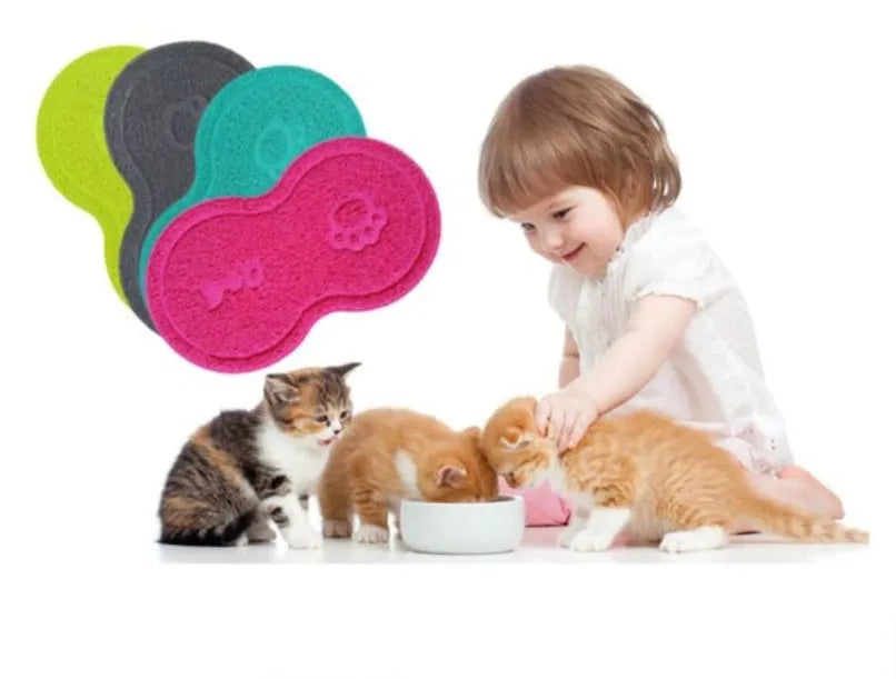 Plastic cat litter pad in rose red colour, size 45.5x25.5cm, placed under a cat litter tray