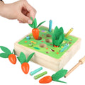 Wooden pull carrot puzzle toy for children's early education, one set of wooden blocks in a colour box