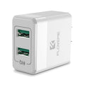 Black and white travel charger with European and American plugs for mobile phone USB fast charging