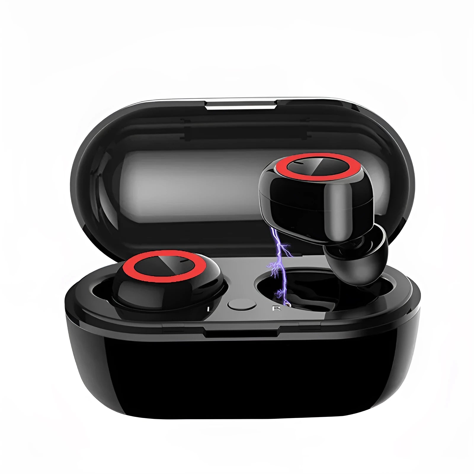 Bluetooth TWS wireless stereo earphones in black and red colour combination