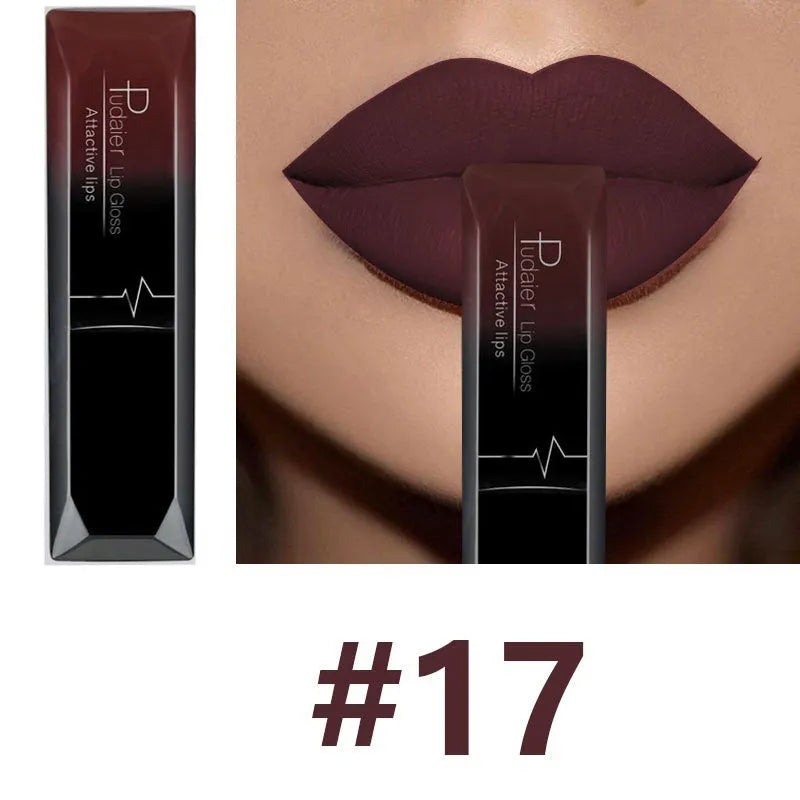 8ml matte lip gloss with 21 colour options, long-lasting waterproof finish in a tube