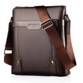 A black men's casual shoulder bag made from soft PU leather with a square shape and single strap.