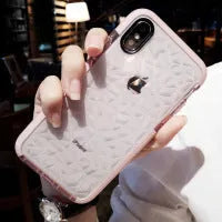 TPU iPhone case with striped back pattern showing pink edge option