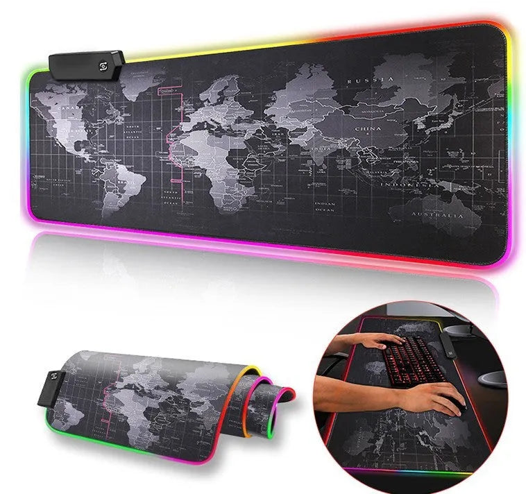 Large gaming mouse pad and desk mat in 40x90cm 4mm with skull, starry sky, world map, and forest wolf pattern options