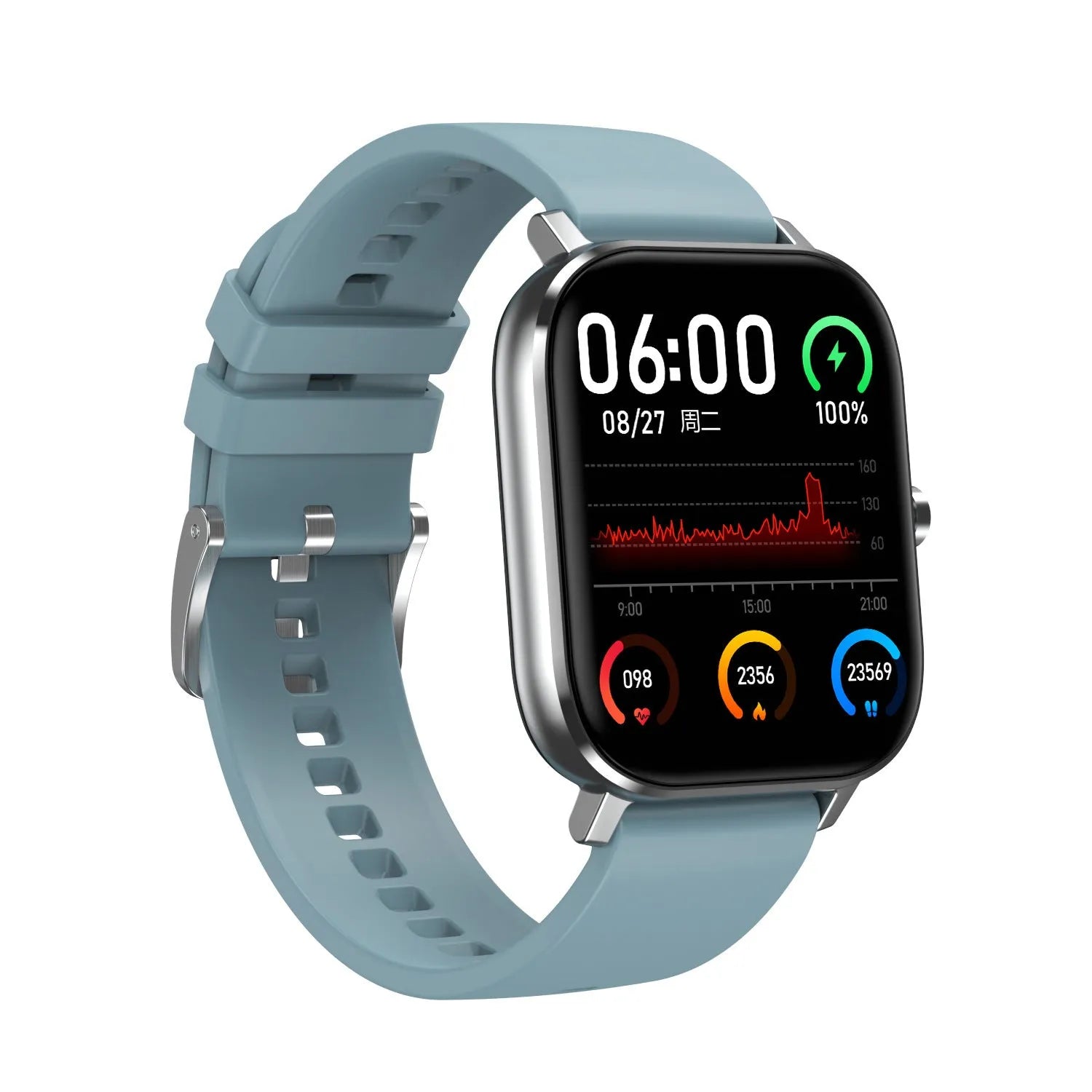 Smart bracelet fitness tracker with 1.54 inch screen showing health metrics on display
