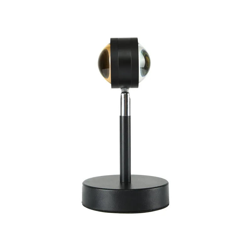 Black USB dual-head sunset rainbow projection lamp with touch control switch