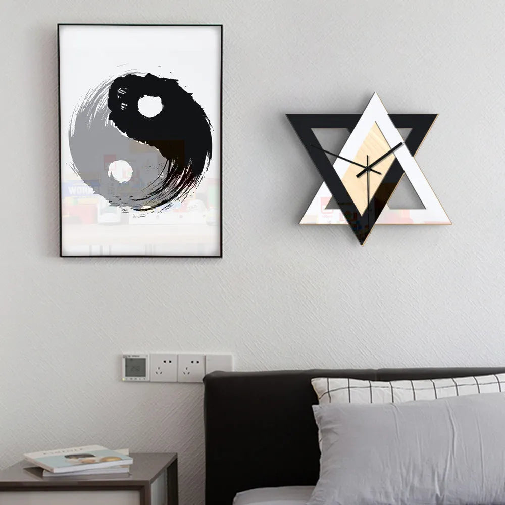Black and white round acrylic wall clock with silent sweep movement, 28x25 cm