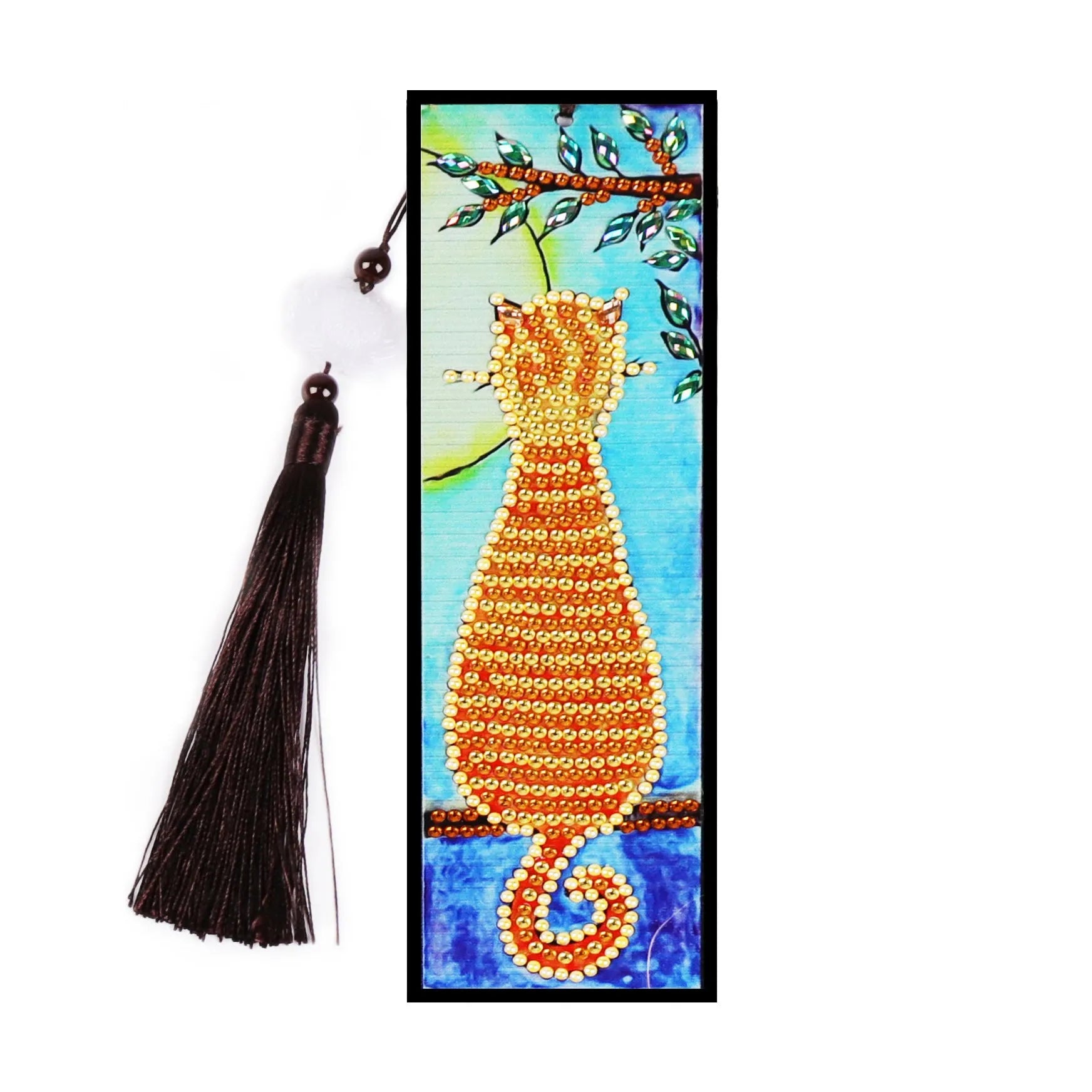 DIY diamond painting bookmark kit with special-shaped mandala floral design on PVC base sheet