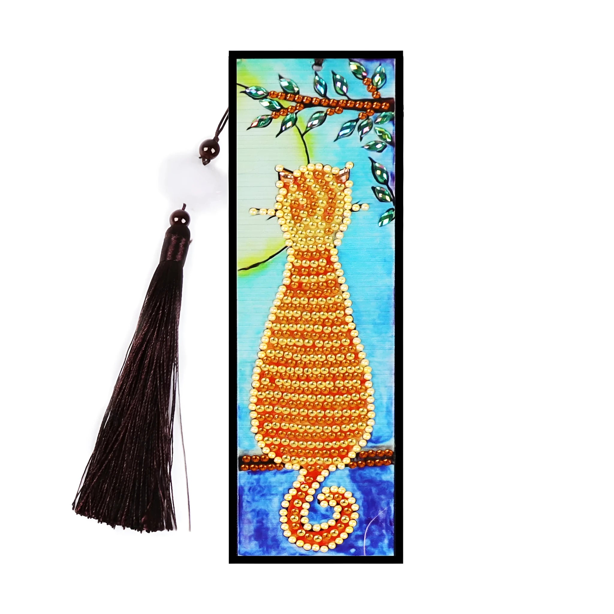 DIY diamond painting bookmark kit with special-shaped mandala floral design on PVC base sheet