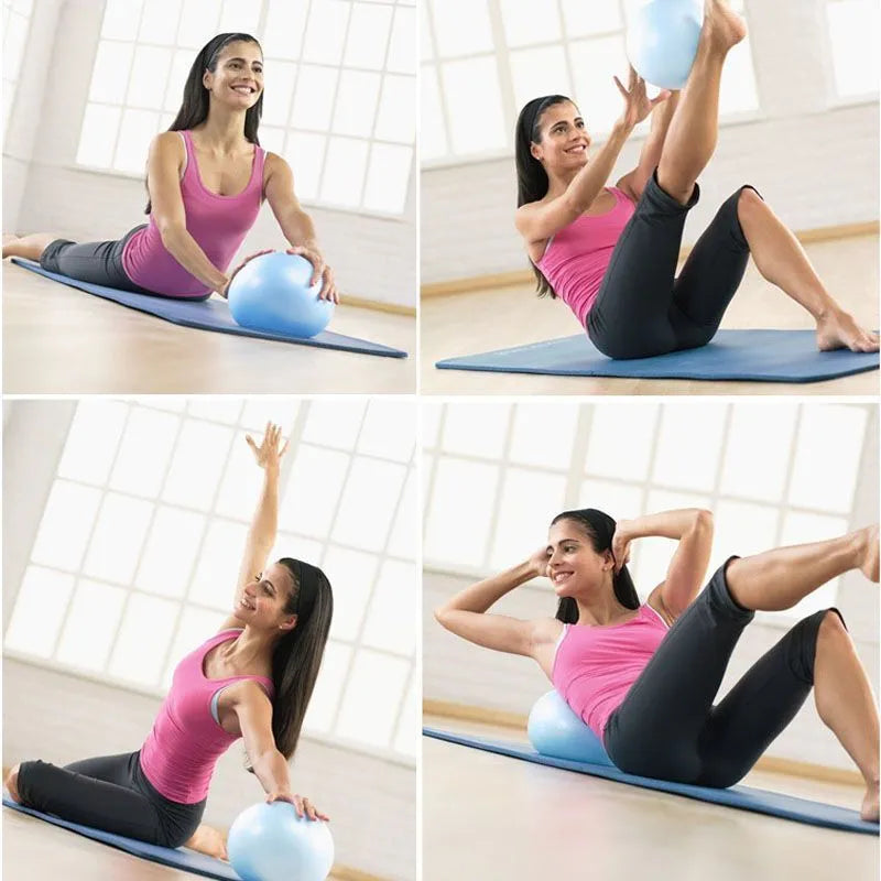 25cm thickened explosion-proof yoga ball for pregnancy and postpartum recovery in purple, blue, pink, and gray