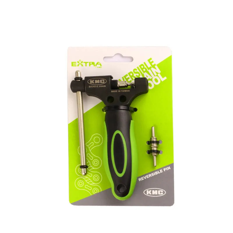 Green steel bicycle chain tool with double shaft mechanism and chain driver for 0-type chain maintenance