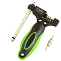 Green steel bicycle chain tool with double shaft mechanism and chain driver for 0-type chain maintenance