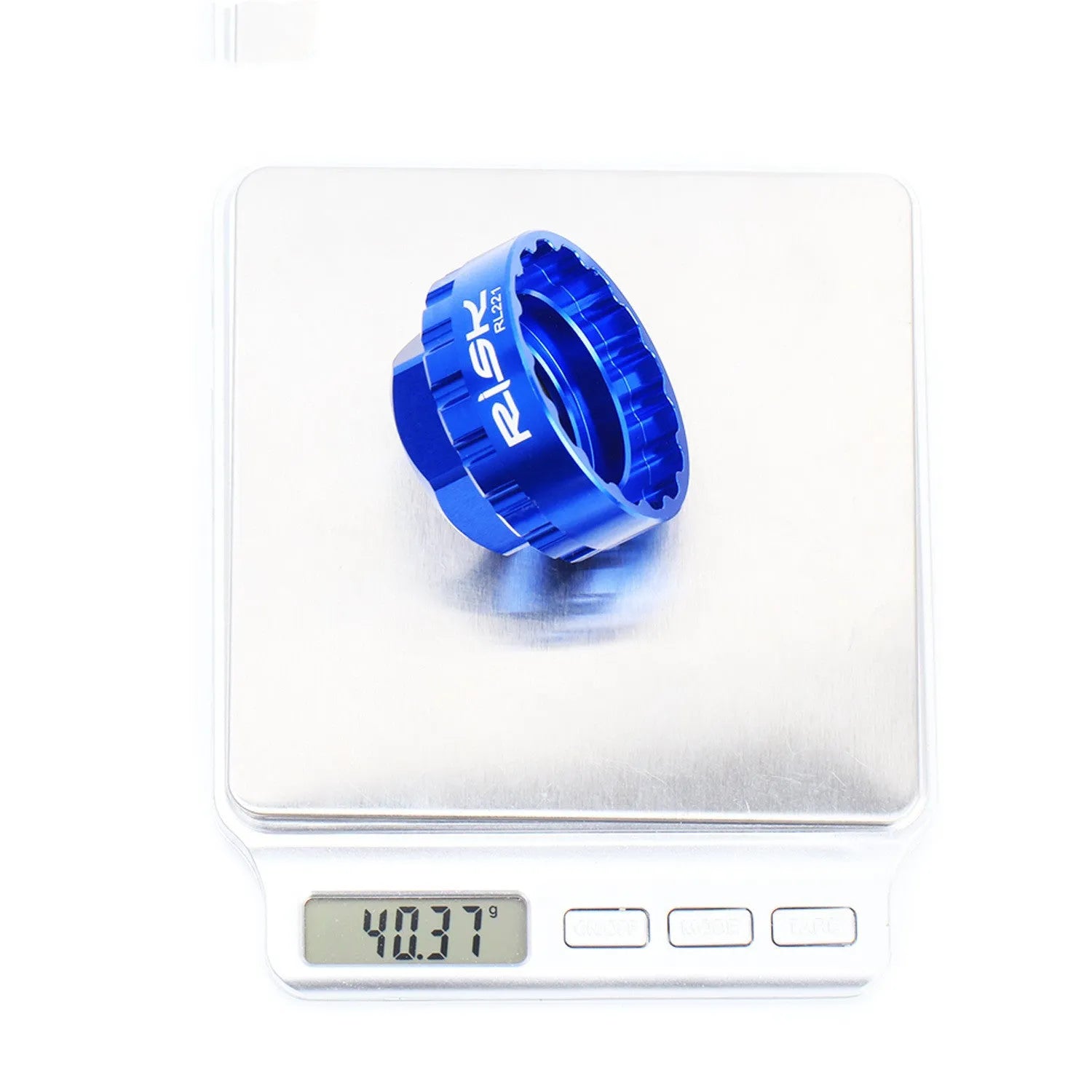 Blue aluminium alloy bicycle disc brake removal tool for 12-speed direct mount systems