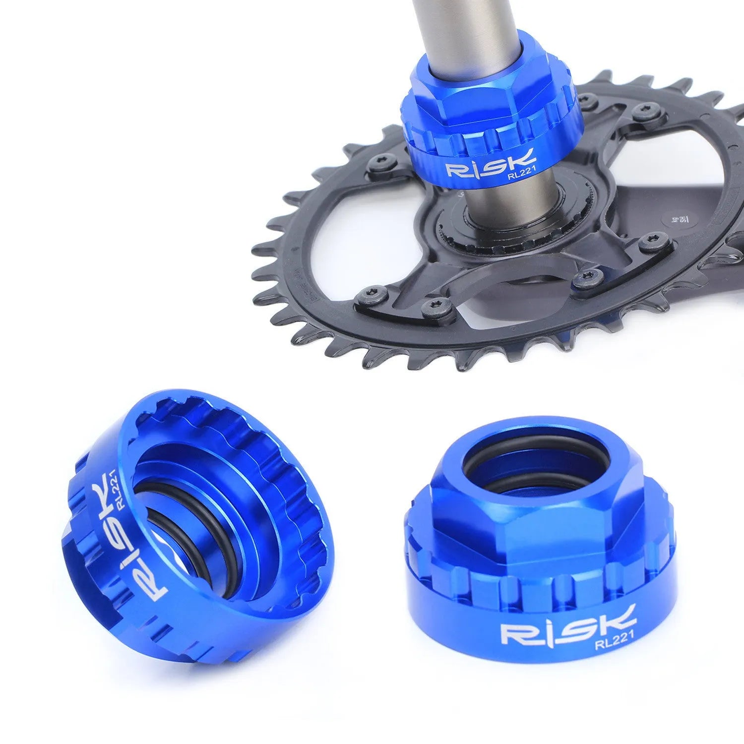 Blue aluminium alloy bicycle disc brake removal tool for 12-speed direct mount systems