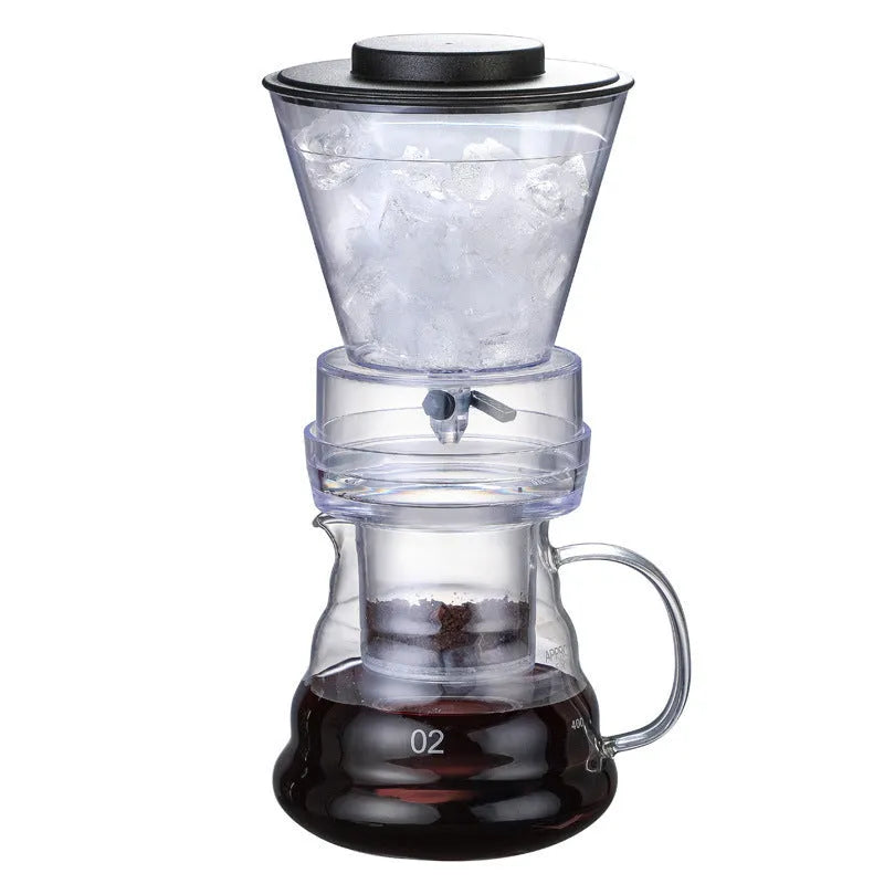 Glass ice drip coffee pot for cold brew coffee in New Chinese style, available in two colour options