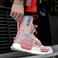 High-top hoverboard shoes for boys and men with mesh upper and rubber sole, in black, colourful, gray or pink